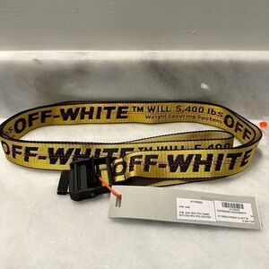 NWT Off-White Nylon Blend Classic Buckle Yellow Black Industrial Belt One Size